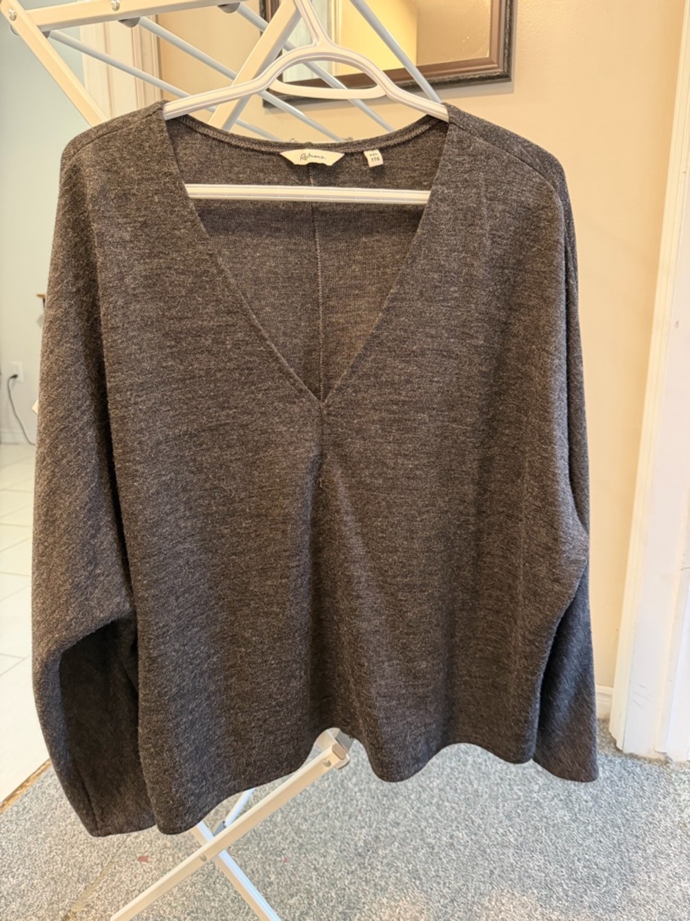 XXL Gray V-Neck Women’s Sweater - Classic Cozy Knit